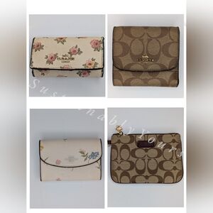 Coach Wallet Bundle Floral Bifold KeyCase Jacquard Wristlet Signature Canvas Lot